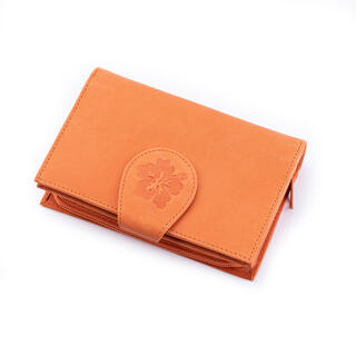 Dámska kožená peňaženka KVET oranžová