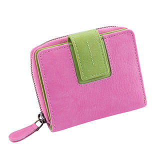 Dámska kožená peňaženka malá ružovo zelená 1