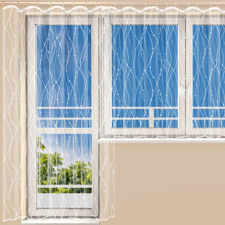 Hotová žakárová záclona PERLA- balkónový komplet 1