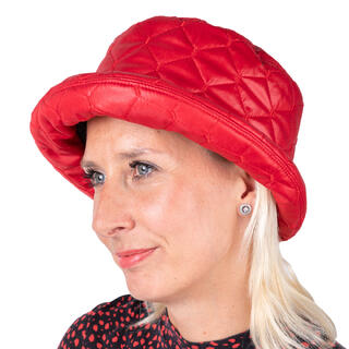 Prešívaný dámsky nepremokavý klobúk červený 1