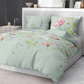Bavlnené renforcé posteľné obliečky BOTANICA zelená 1
