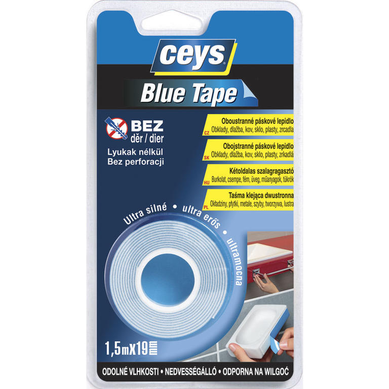 Obojstranná lepiaca páska Blue Tape 1,5 m 1
