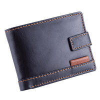Pánska kožená peňaženka čierna s hnedým prešitím 1