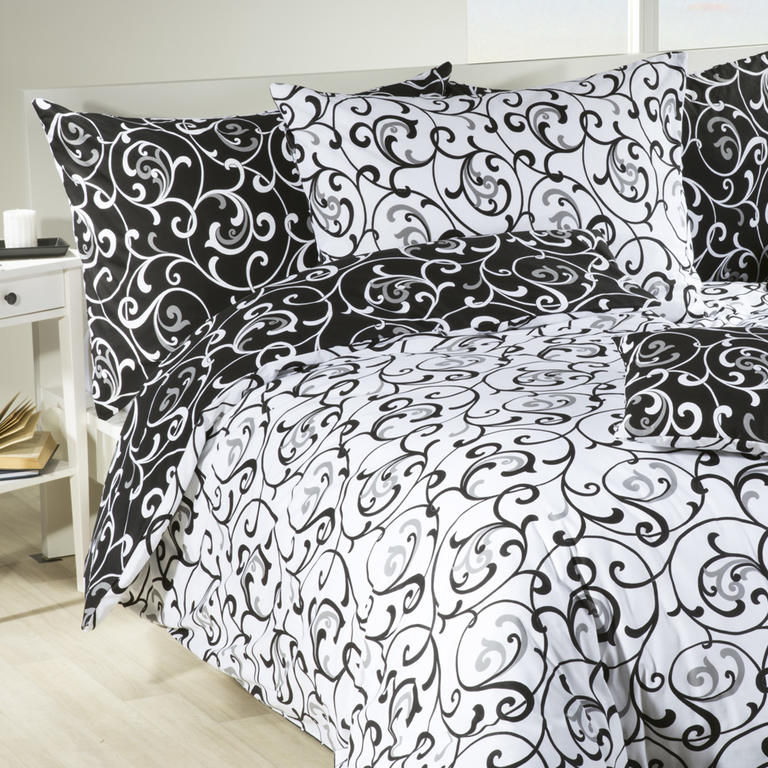 Bavlnené posteľné obliečky VERONIKA čiernobiele, štandardná dĺžka 1