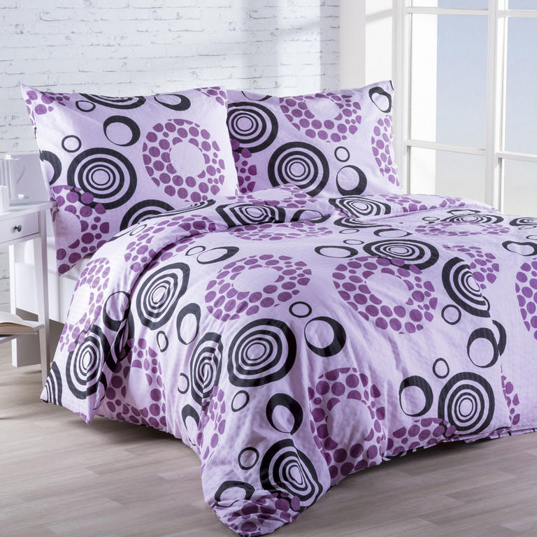 Krepová posteľná bielizeň Kruhy fialová 1