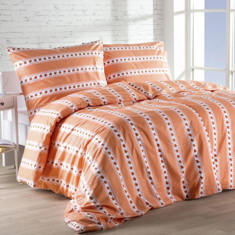 Bavlnené posteľné obliečky BARUNKA oranžová, predĺžená dĺžka 1
