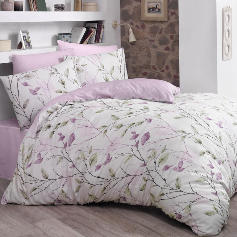 Bavlnené posteľné obliečky Blosom ružové, predĺžená dĺžka 1