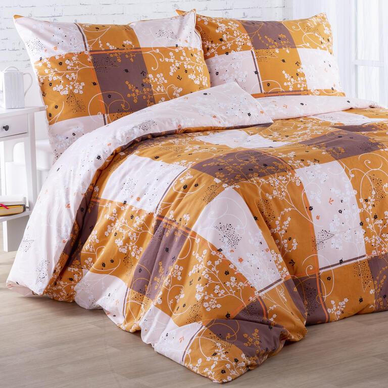 Bavlnené posteľné obliečky VALENCIA zlaté, štandardná dĺžka 1