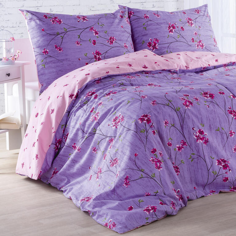 Bavlnené posteľné obliečky ALEGRIA ružovo-fialové 1