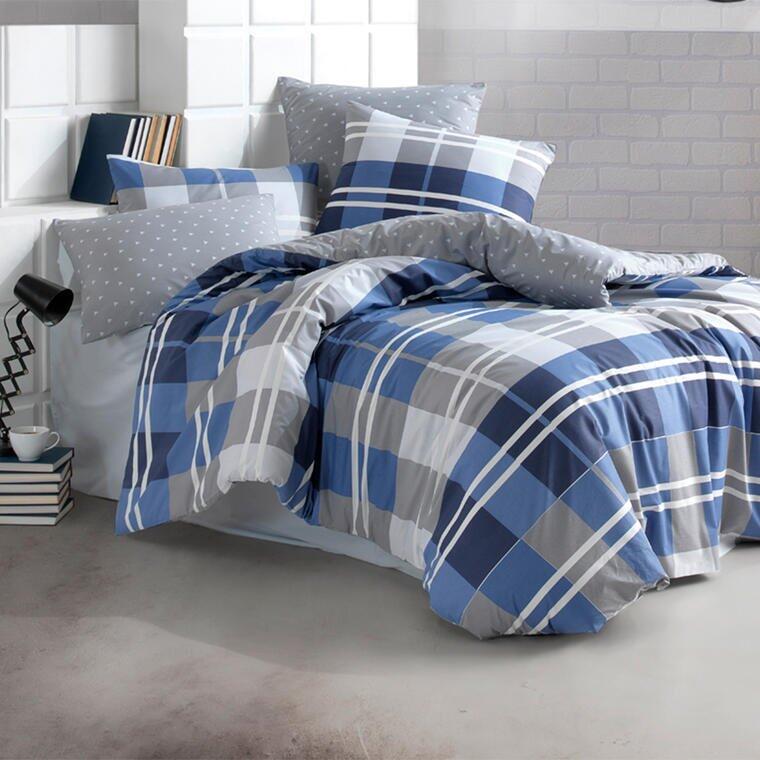 Bavlnené posteľné obliečky MARK modré 1