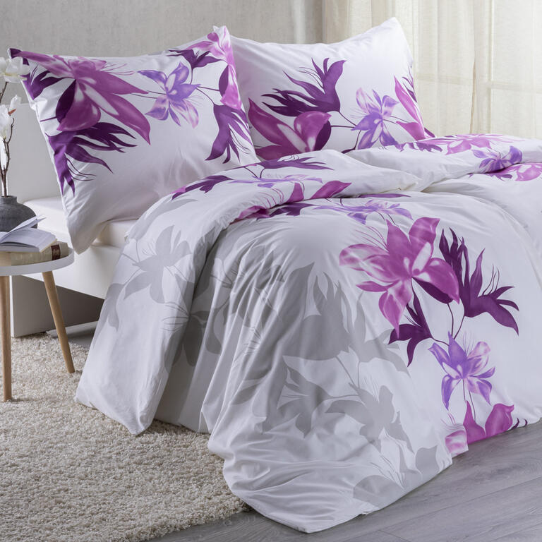 Bavlnené posteľné obliečky NELA fialová 1