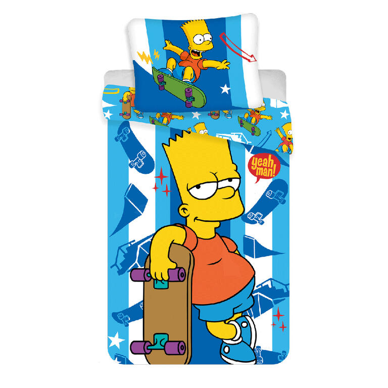 Obrázok Jerry Fabrics Detské bavlnené obliečky The Simpsons Bart skater, 140 x 200 cm, 70 x 90 cm