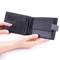 Pánska kožená peňaženka čierna s hnedým prešitím 2